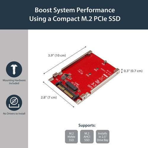 StarTech.com M.2 Drive to U.2 (SFF-8639) Host Adapter for M.2 PCIe NVMe SSDs StarTech.com M.2 Drive to U.2 (SFF-8639) Host Adapter for M.2 PCIe NVMe SSDs